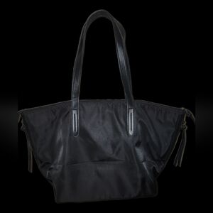Botkier Black Nylon Tote with Leather Straps and Tassel Zips
